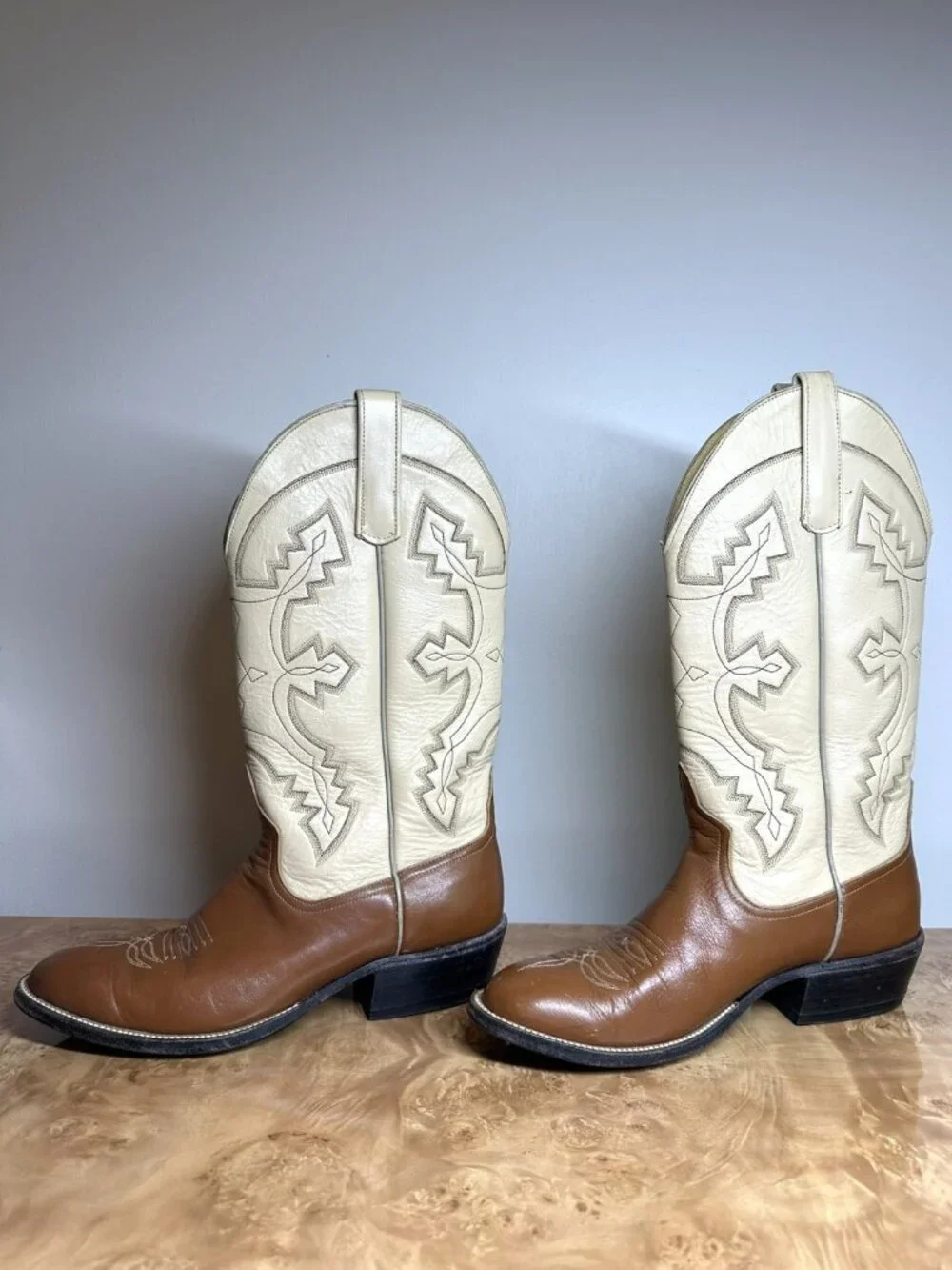 Anderson Bean Men's Cowboy Boots Brown Tan Leather Western Boots Size 9D Rodeo